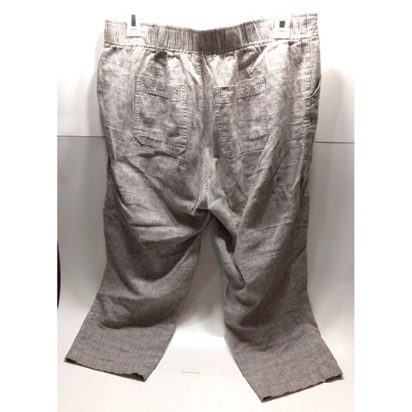 C&B Ladies Size 6 Striped Capris Front Back Pockets Linen Cotton Blend - Picture 9 of 9